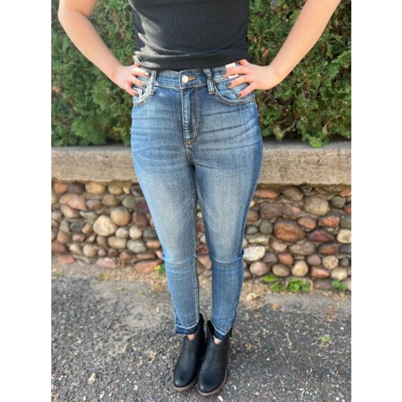 JUDY BLUE All The Things Release Hem Side Slit Skinny Jeans - Picture 2 of 6